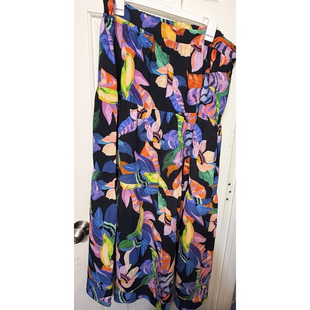 City Chic Women Floral Boho Maxi Skirt Plus Size M/18 Fun Beach Vacation Casual